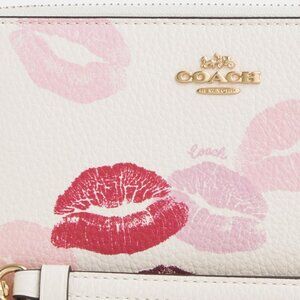 Coach Long Zip Around Wallet With Lips Print